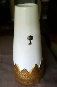 Sequoia Ware American Bisque Co White 22 kt Gold Chunky MCM Vase Vintage 12 3/4" - Picture 1 of 9