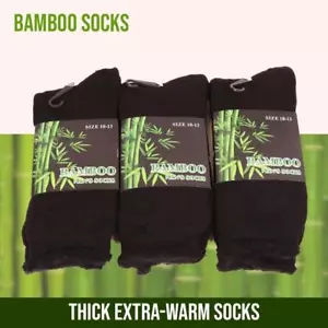 Calcetines de bambú grueso cálido invierno cojín térmico resistente calcetín de trabajo suave negro - Imagen 1 de 8