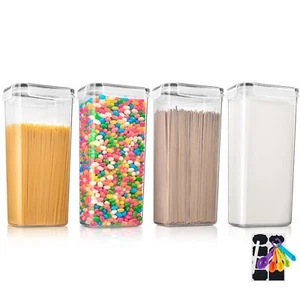 Sorbus Airtight Cereal Dispenser Easy Pour Canister Set Lids Kitchen Pantry -4Pk - Picture 1 of 9