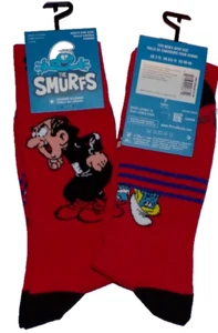 The SMURFS Gargamel Smurfette PAIR of CREW CUT SOCKS Men's 7-12 The Revs - Picture 1 of 10