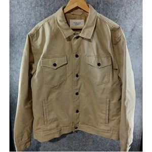 American Eagle Mens Beige Twill Button Up Jacket Lightweight Workwear Coat - Picture 1 of 8