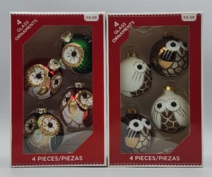 Holiday Time Owl Ornaments Set of 2 Boxes 4 Owls Each Box - Picture 1 of 23