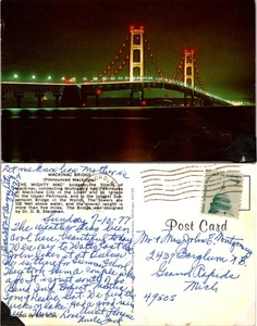 Night View of Mackinac Bridge Postcard - Picture 1 of 1