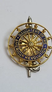 Vintage 14k Yellow & White Gold Daughters Of The American Revolution Pin - Picture 1 of 5
