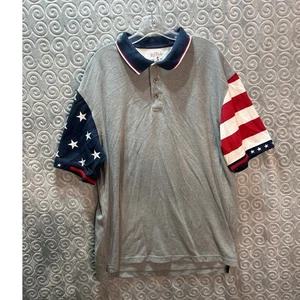Red Head Brand Co Herren XL grau Poloshirt patriotische Flagge Sterne Streifen Ärmel - Bild 1 von 6