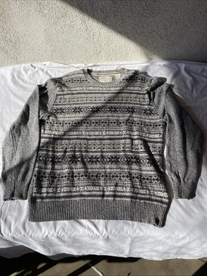 Weatherproof Vintage Tricolor Newsprint Men's Crewneck Sweater XL-Gray Holiday - Image 1 of 4