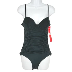 SPANX Black One Piece Swimsuit Shapewear Ruched Size 8 B/C NWT - Picture 1 of 9