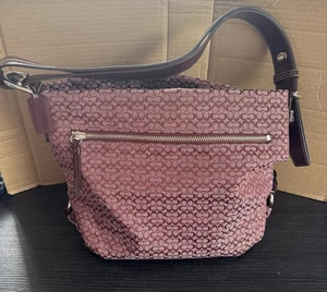 COACH 4CM Signature Duffel Bag (F21041) Y2K Rare Burgundy 10x13x4” - Picture 1 of 19