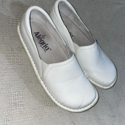 Alegria Platform Nursing Shoes Womens Size 35 U.S. 4 M White Leather Clinic - Image 1 of 4