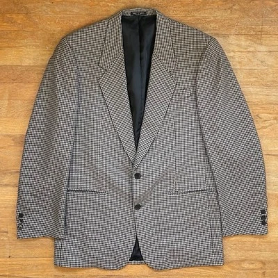 Blazer de pata de gallo vintage a cuadros talla 42 años 90 beige/negro abrigo deportivo de lana Foto 1 de 4