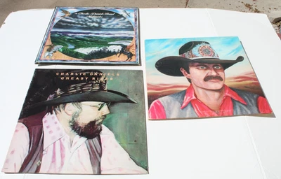 3 Charlie Daniels Vinyl LP Uneasy Rider Nightrider Saddle Tramp Vtg Record - Image 1 of 4