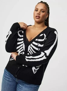 Cárdigan Suéter Negro Torrid Halloween Esqueleto Nuevo con Etiquetas Nuevo 4X - Imagen 1 de 13
