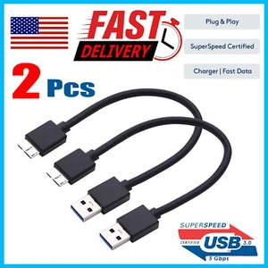 2 Pcs Micro USB 3.0 Flat Cable for WD My Passport & My Book External Hard Drive - Picture 1 of 12
