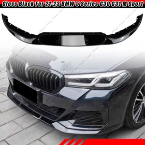 Front Bumper Spoiler Lip For BMW 5 Series G30 G31 M Sport 2021-2023 Gloss Black - Picture 1 of 13