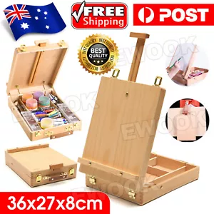 AU Portable Folding Easel Art Drawing Painting Wood Table Desktop Box Board - Picture 1 of 9