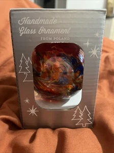 Zorza Hand Blown Handmade 4" Glass Ornament Made In Poland Multicolor New in Box - Picture 1 of 5
