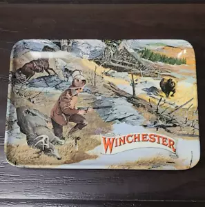 Vintage Winchester Melamine Tip Tray by Ferrara Mebel Italy - Bear Hunt Scene - Picture 1 of 2