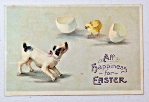 All Happiness For Easter Dog Barking at Chick International Art DB Postcard 5334 - Picture 1 of 3