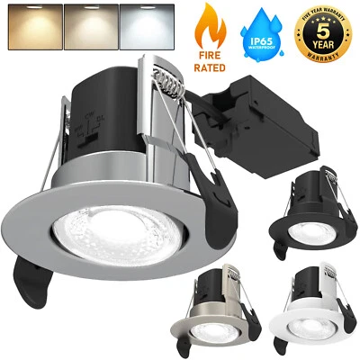 Fire Rated CCT LED Dimmable Downlight Recessed Spotlights IP65 Ceiling Lights - Image 1 of 4