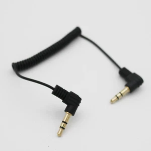 3.5mm 3Pole Male To Male Right Angled Audio Coiled Spiral Cable 60cm Gold Plated - Picture 1 of 7