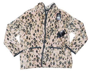 Cuddl Duds Leopard Print Fleece Open Front Sleepwear w/Pockets Bed Jacket NWT - Picture 1 of 6