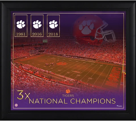 Clemson Tigers Framed 15x17 Football Champship Count Collage Cover