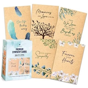 T MARIE 30 Sympathy Cards Assortment Box with Envelopes - 4x6” Kraft Style - Picture 1 of 7