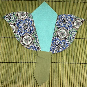 Vintage Tulip Applique Unapplied 11.5 x 10.5" Handmade Blue Green Paisley - Picture 1 of 3