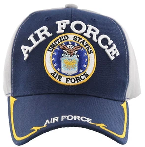 NEW! US AIR FORCE USAF BIG ROUND SIDE LINE CAP HAT NAVY GRAY - Picture 1 of 4