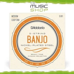 D'Addario 10-23 Medium Nickel Plated Steel 5 String Banjo Strings - EJ61 - Picture 1 of 5