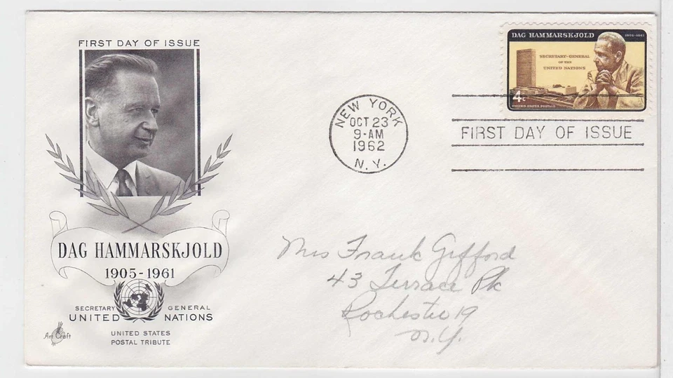 Tortugas Trading Post - Dag Hammarskjold #1203 1962 - Artesanía FDC Foto 1 de 1