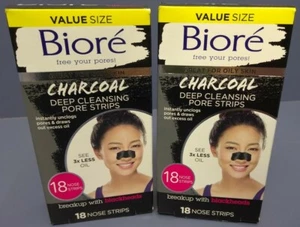(36 Strips) Biore Charcoal Deep Cleansing Pore Strips (2 -18 packs) - Picture 1 of 3