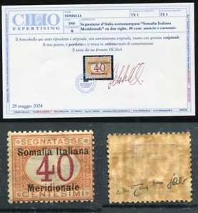 SOMALIA 1906 SEGNATASSE CENT 40 "MERIDIONALE" MLH* CAT. 5 - Foto 1 di 1