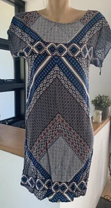 Bo Ho Summer Dress Silver Wishes Dress Blue Multicolour Size 8 - Picture 1 of 6