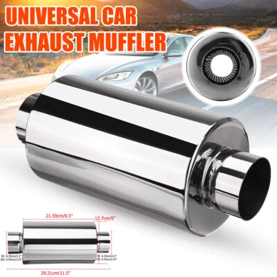 UNIVERSALE AUTO SILENZIATORE SCARICO Ø 63mm INOX MARMITTA TERMINALE DI SCARICO - Image 1 of 4