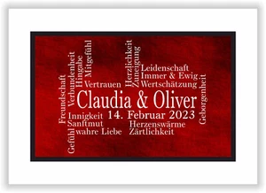 Geschenk Valentinstag Jahrestag Eigenschaften der Liebe Poster Rot Mann Frau - Bild 1 von 7