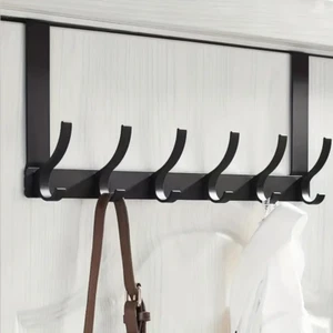 Over The Door Hanger 6 Hooks Clothes Coat Jacket Rack Towel Holder Storage UK - Picture 1 of 18