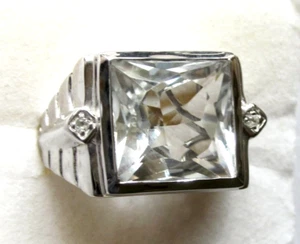 Men's Bold White Topaz Ring / size 12 / 925 Sterling Silver / 16.85ct 14g - Picture 1 of 6