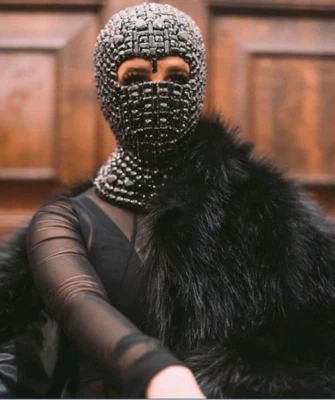 Rhinestone Full Face Mask Festival Burning Man Crystal Stage DJ Dance Face Cover - Image 1 of 4