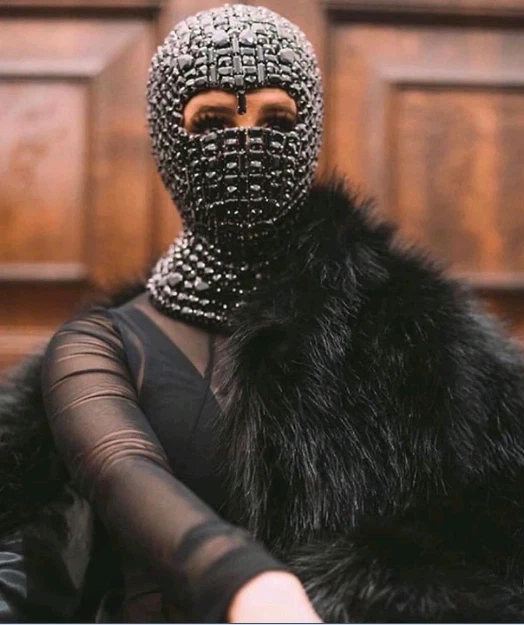 Rhinestone Full Face Mask Festival Burning Man Crystal Stage DJ Dance Face Cover - Image 1 of 4