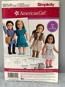 Simplicity American Girl Doll Sewing Pattern D0541 2016 18" Dolls 4 Outfit Desig - Picture 1 of 4