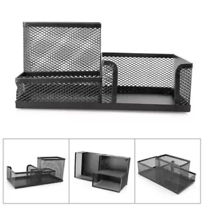 Mesh Stil Schreibtisch Ablage Schreibtisch Büro Stift Bleistift Halter Aufbewahrung Metall Schwarz - Bild 1 von 8