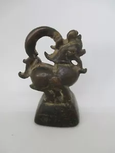 Old Asian Bronze Sculpture Opium Weight As Dragon - Picture 1 of 6