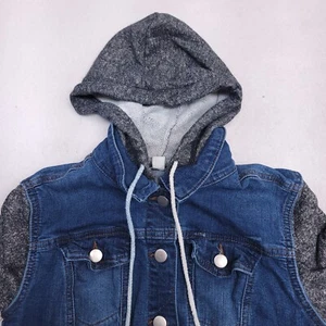 Love Fire Casual Long Sleeve Button Up Denim Hoodie Youth Girls Size XS Blue - Picture 1 of 10
