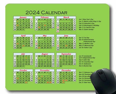 Calendar 2024 Year Mouse Pad,Pink Mouse Pad with Stitched Edge - Image 1 of 4