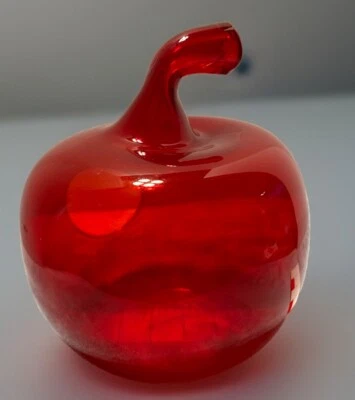 Terrario/frasco hueco manzana vidrio rojo art art art vintage de manzana soplado a mano en Polonia Foto 1 de 4