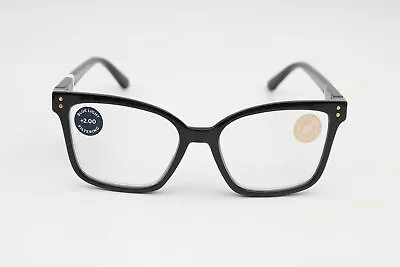 Lectores de ojo de gato Peepers Octavia +2,00 luz azul ecológico negro brillante 50-18-140 Foto 1 de 4