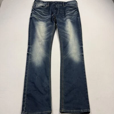 Pantalones de mezclilla Buffalo Ash ajustados desgastados con cordón azul lavado oscuro para hombre 34x32 Foto 1 de 4