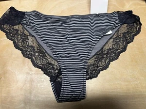 Maidenform Comfort Devotion Lace Back Tanga Panty - Black Stripe - Size 8 - New - Picture 1 of 2