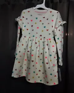 Sizw 10/12 CAT & JACK CREAM Multi HEART SCOOP NECK Valentine Dress - Picture 1 of 3